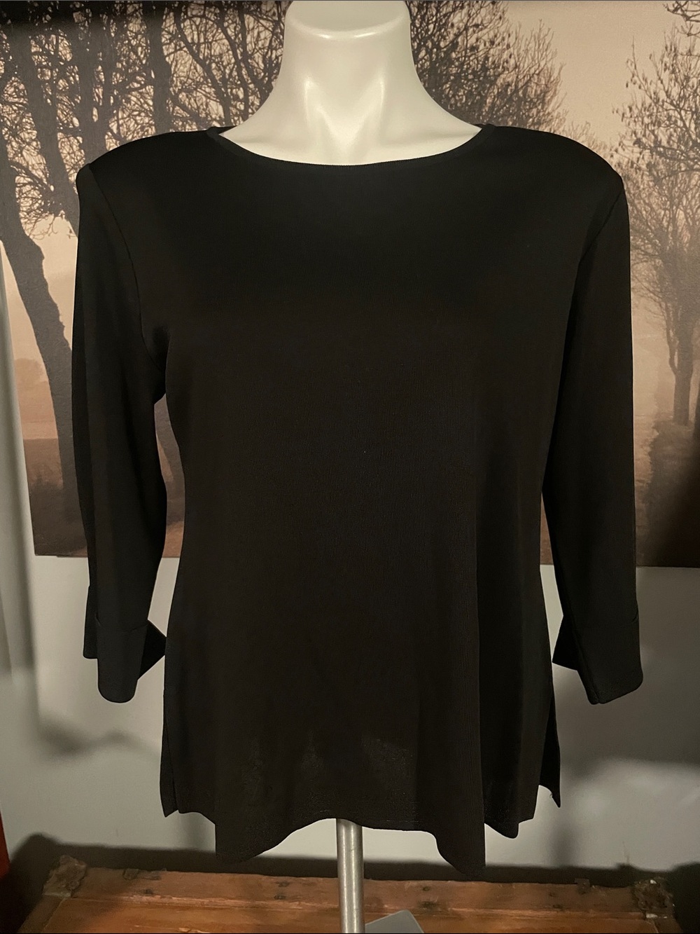 Women’s Black Boatneck 3/4 Sleeve Top
